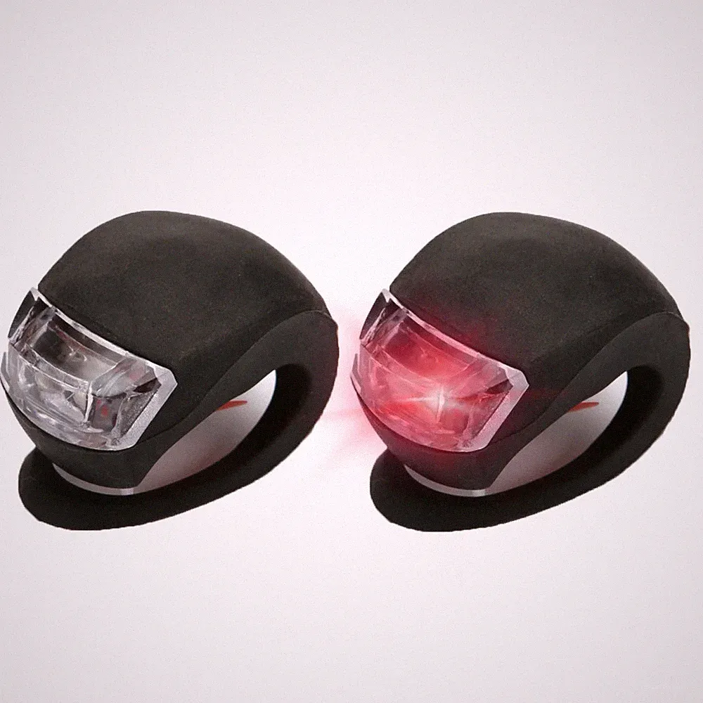 2 PCS Silicone Bicycle Front Rear Light Set Night Riding Safety Warning Tailligh