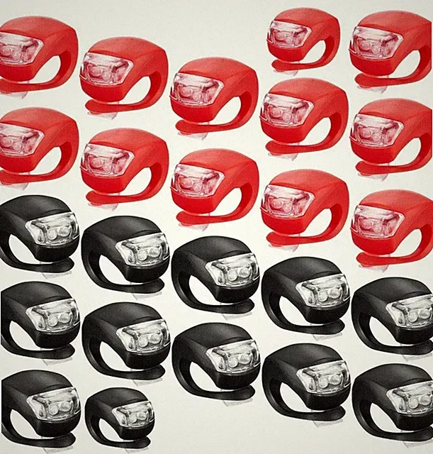 24 Pack Silicone Bicycle Bike Safety Front Headlight Rear Tail Light & Batteries