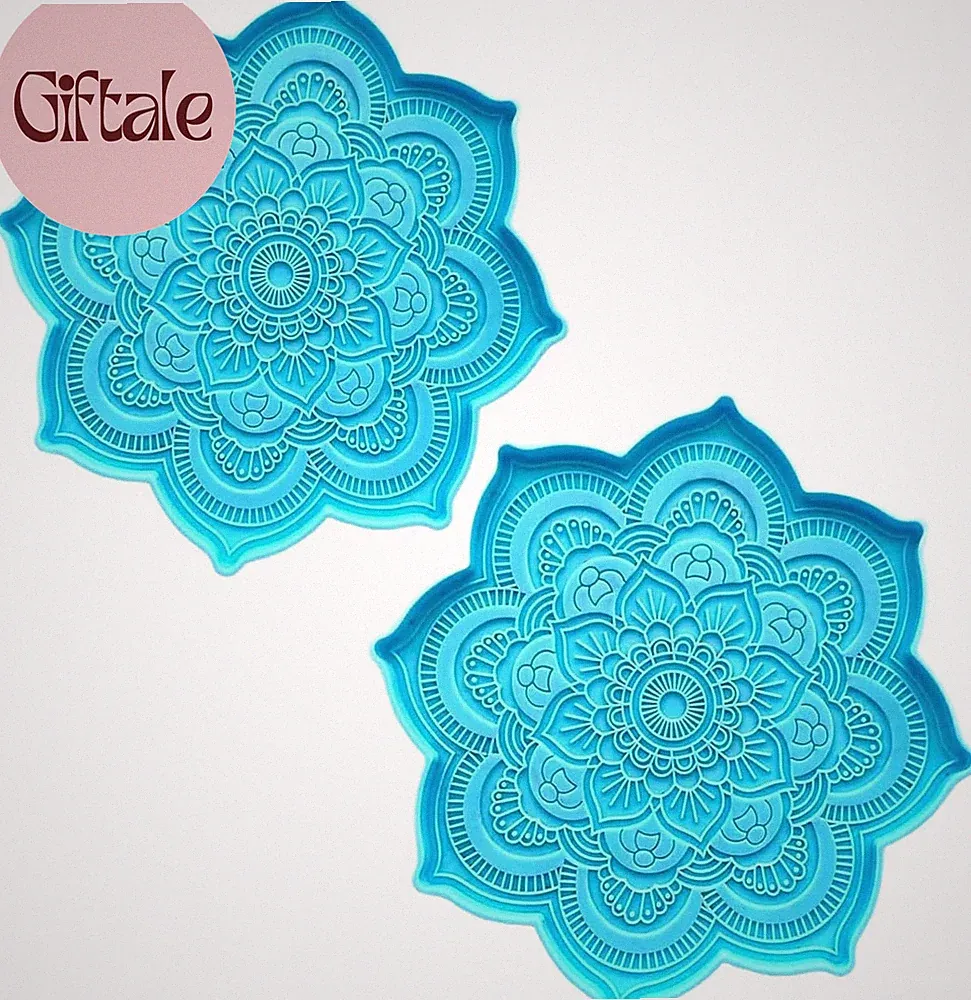 2Pcs Blue Epoxy Resin Silicone Molds - Epoxy Resin Mold Flower Tray Cup Mat Cast