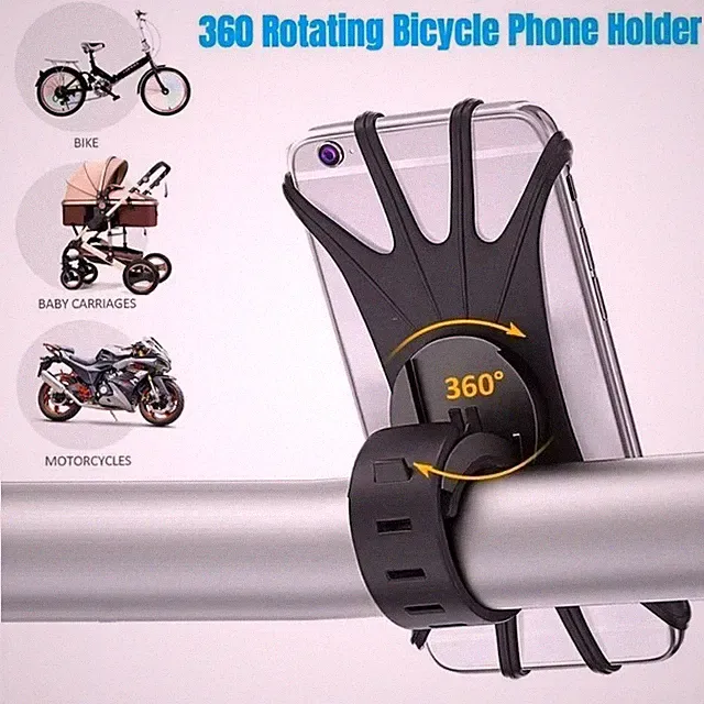 360° Silicone Bike/Bicycle GPS Clip Quick Phone Holder Mount For All Phones