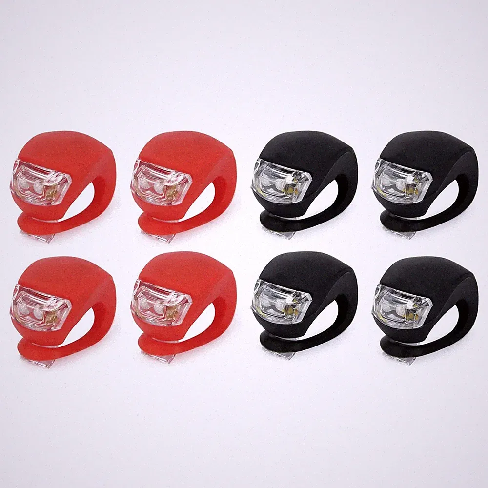 8 Pcs Silicone Bicycle Bike Safety LED Head Front & Rear Tail Light Set - in USA