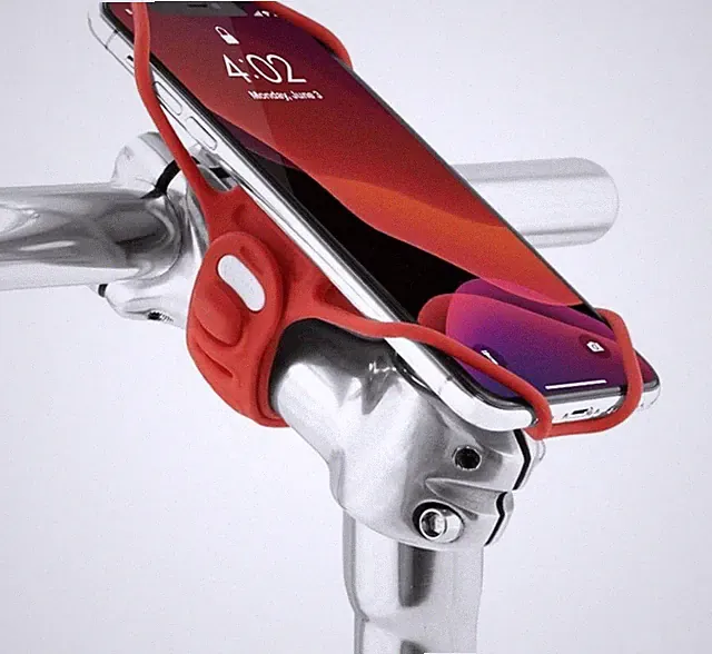 Bike Tie Pro 3, Bike Cell Phone Mount for Stem, ScratchFree Silicone Holder(Red)
