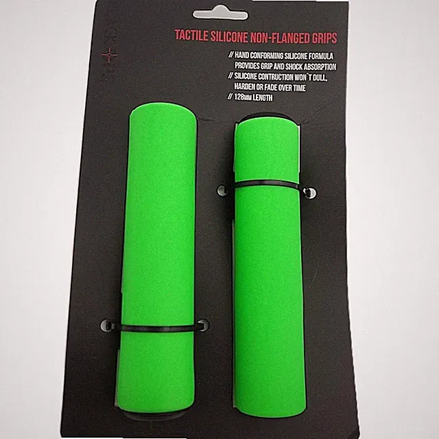 Black Ops Green Tactile Silicone Flangeless Bicycle Grips 128mm