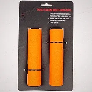Black Ops Orange Tactile Silicone Flangeless Bicycle Grips 128mm