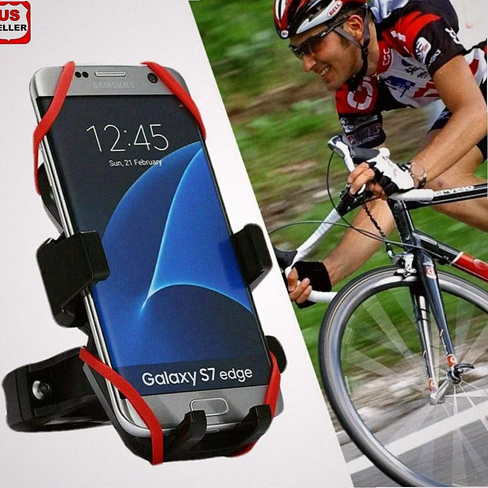 Cell Phone Silicone Mount Holder GPS Motorcycle MTB Bike Bicycle 360 Rotation