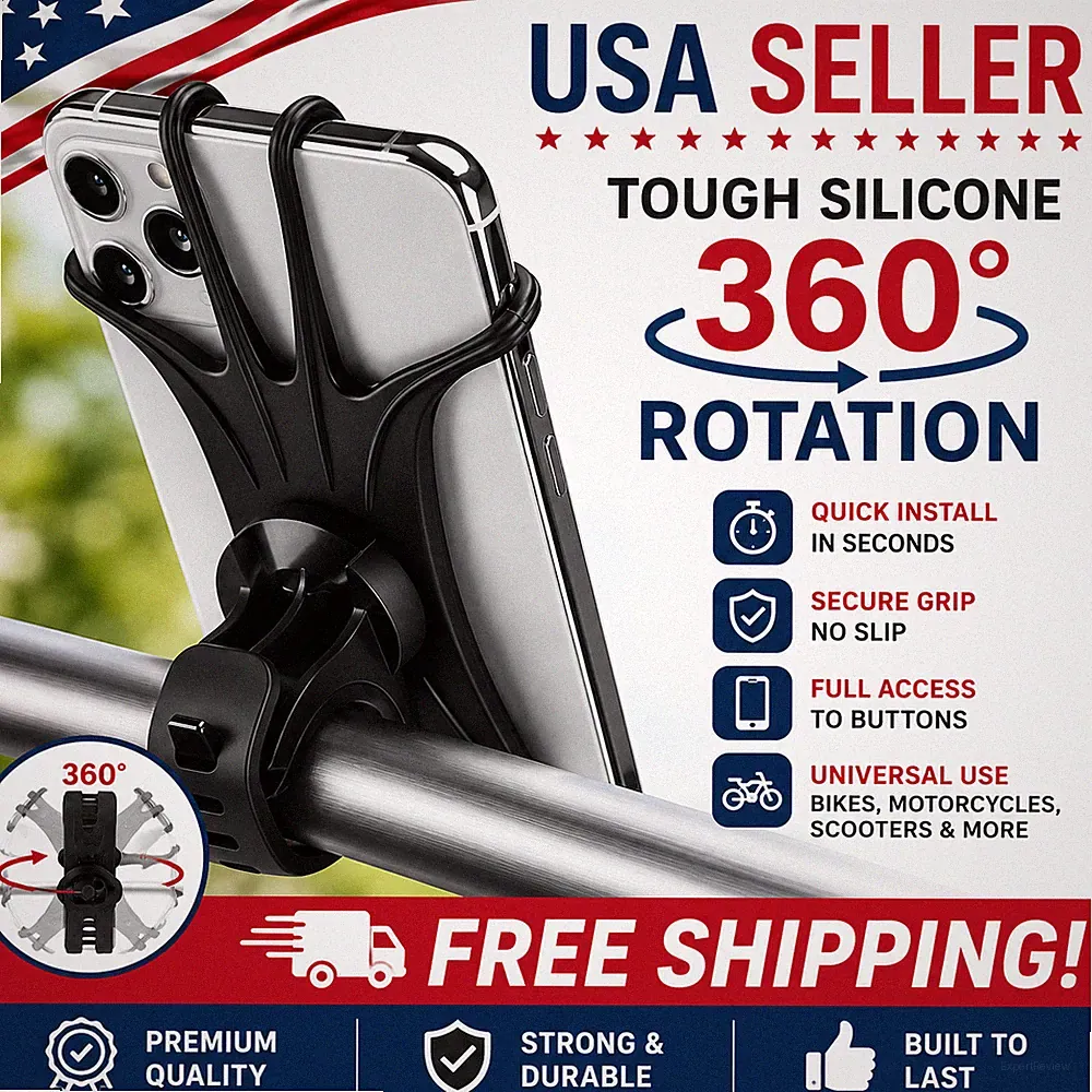 Cell Phone Silicone Mount Holder GPS Motorcycle MTB Bike Bicycle 360 Rotation