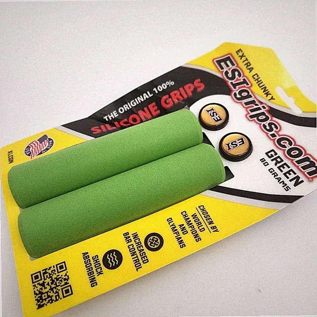 ESI 34mm Extra Chunky Bicycle Grips Silicone 130mm MTB Green OPEN PACKAGE