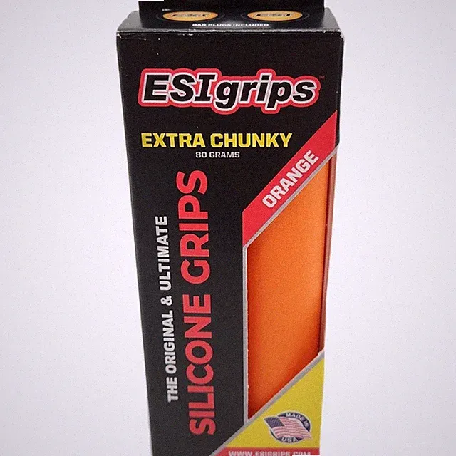ESI 34mm Extra Chunky - Orange - Silicone 130mm MTB Bike Grips Shock Absorbing