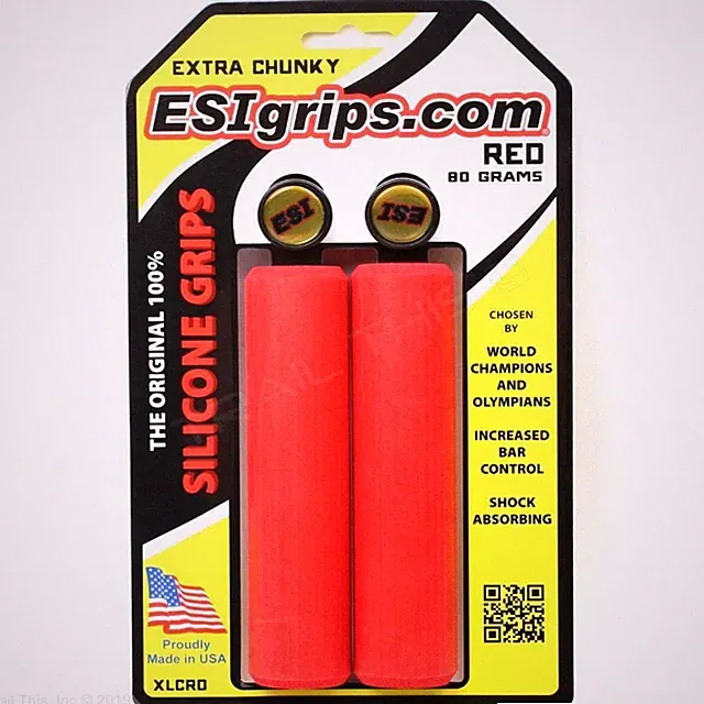ESI 34mm Extra Chunky - Red- Silicone MTB Bike Grips Shock Absorbing 130mm