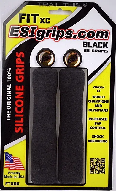 ESI FIT XC - Black - Ergo Bike MTB Grips 100% Silicone Shock Absorbing 133mm