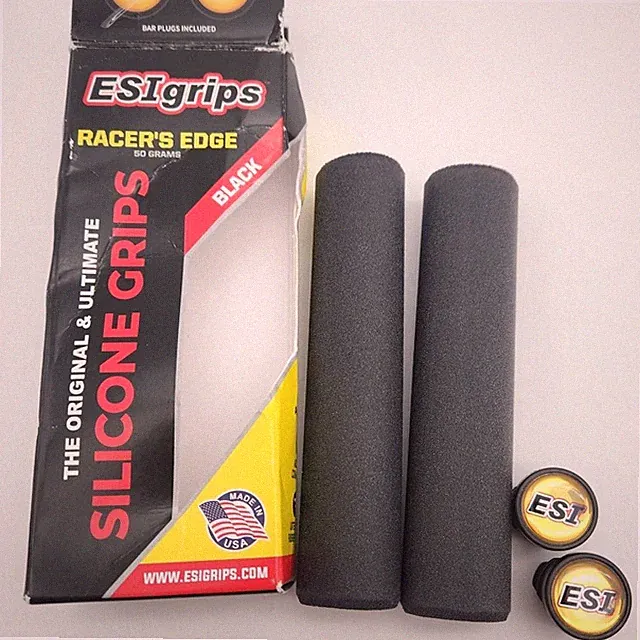 ESI Racer's Edge Silicone Thin Bicycle Grips 30mm x 130mm Black OPEN PACKAGE