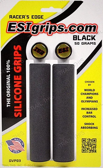 ESI Racer's Edge Silicone Thin Grips MTB Bike Racers 30mm x 130mm 50g 100% Black