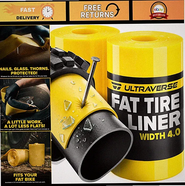 Fat Tire Liners for 20" 24" 26" Bikes - Puncture Protection, Durable Plastic, 2