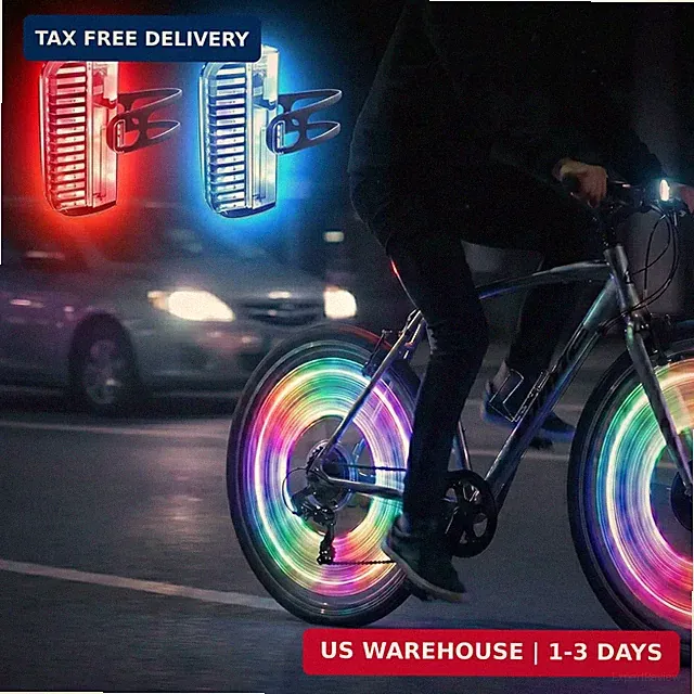 HANZE Bike Wheel Lights Rechargeable, LED Bicycle Spoke Lights 7-Color with 12 F