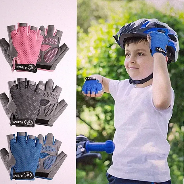 Kids Half Finger Cycling Gloves Anti-slip Breathable Bike Glove for Summer Sport