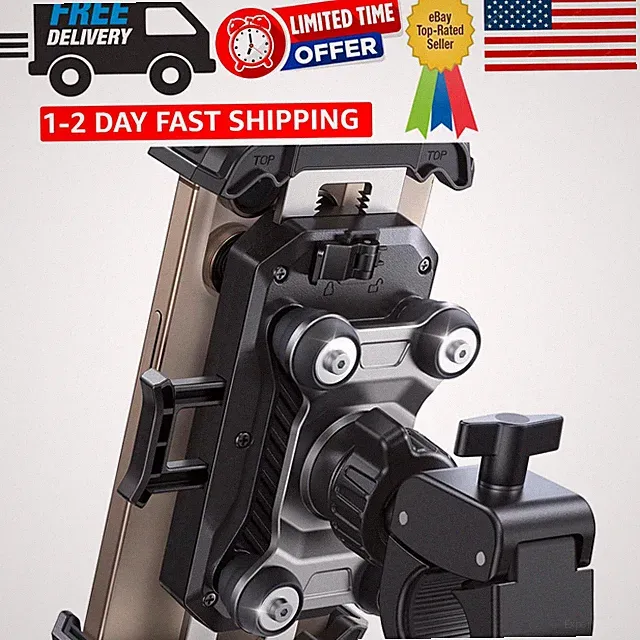 Motorcycle Phone Mount Holder - [Dual Vibration Dampener] 150mph Anti-Shock P...