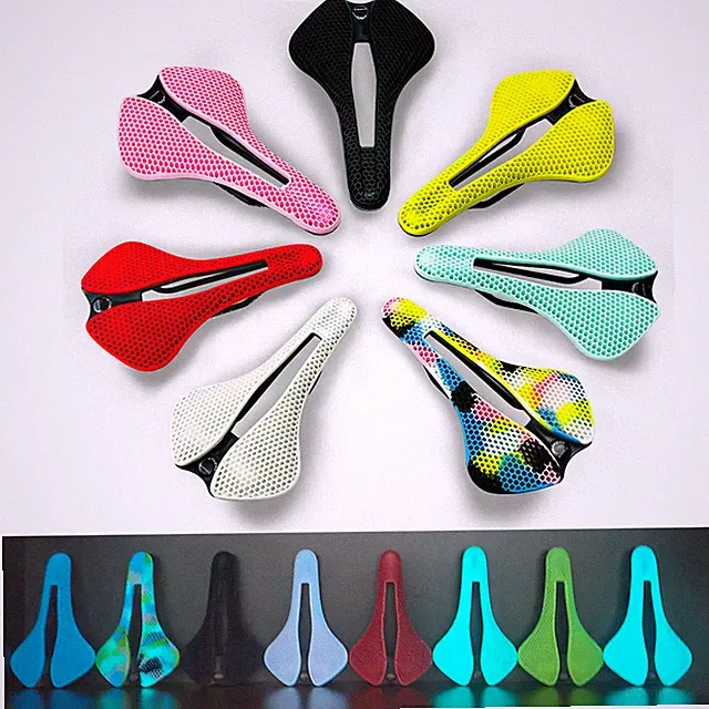 New 3D printed MTB Road bike saddle silicone luminous seat cushion hollow saddle