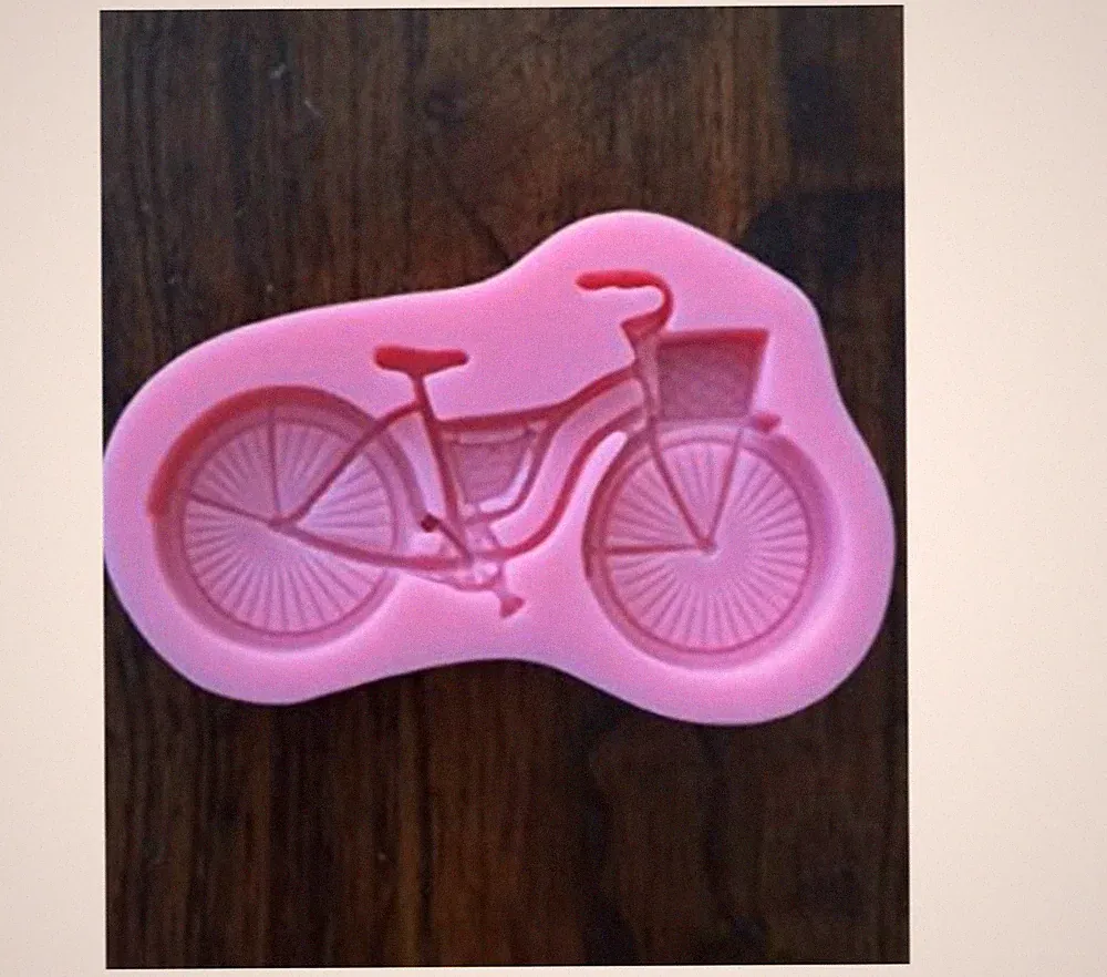 PARIS BICYCLE BIKE WITH BASKET SILICONE CANDY CHOCOLATE FONDANT CAKE MOLD