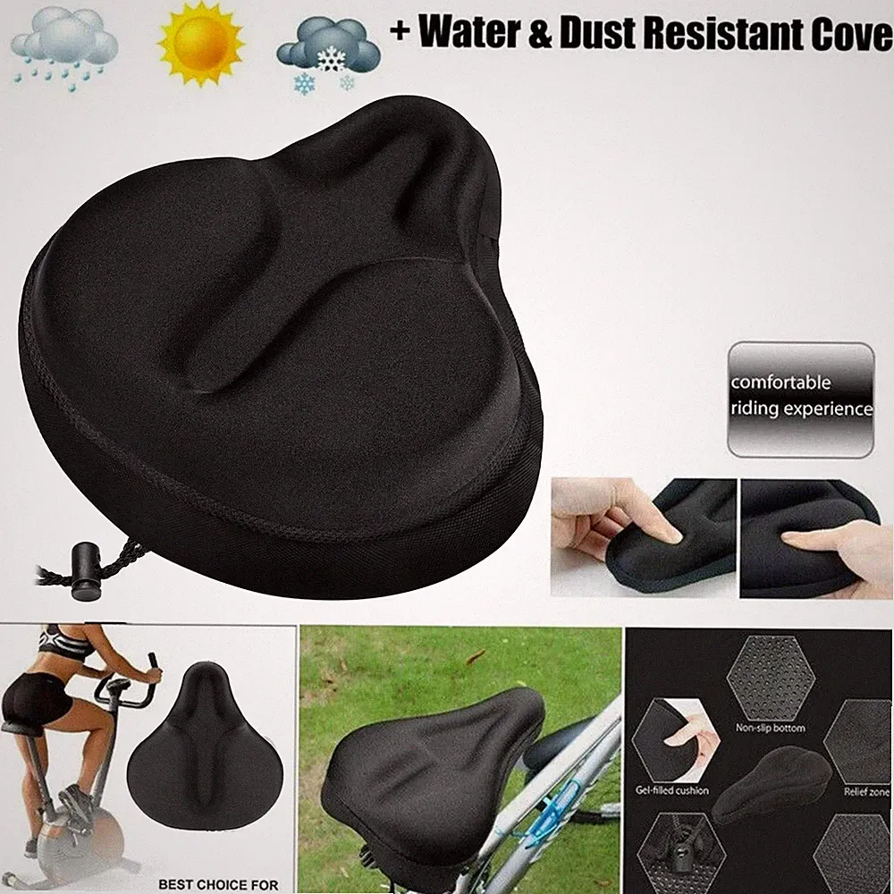 Silicone Large Wide Bike Seat Gel Cushion Cover Soft Cycling Bicycle Saddle Pad