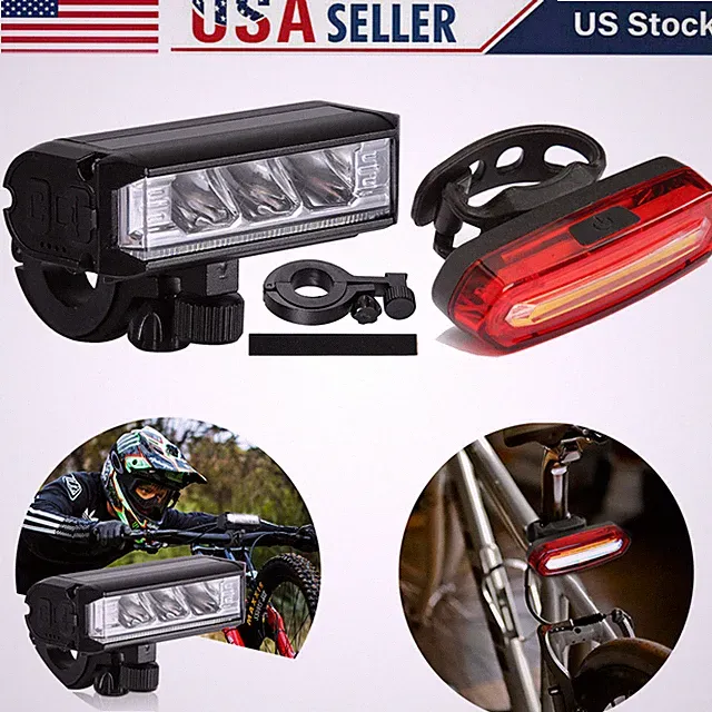USB Rechargeable LED Bike Lights Front & Rear for Night Riding Safety Commute